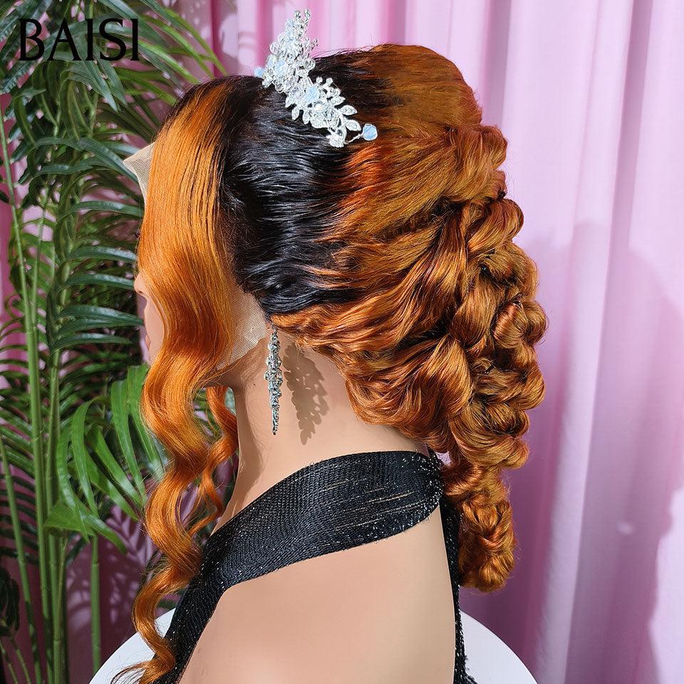 BAISI Coiffure de luxe Hannah Perruques Mariage Prête à porter chignon et personalisation comme sur la vidéo 100% identique avec lace frontale pour mariage ou événement spécial en couleur 1B/350# BS120