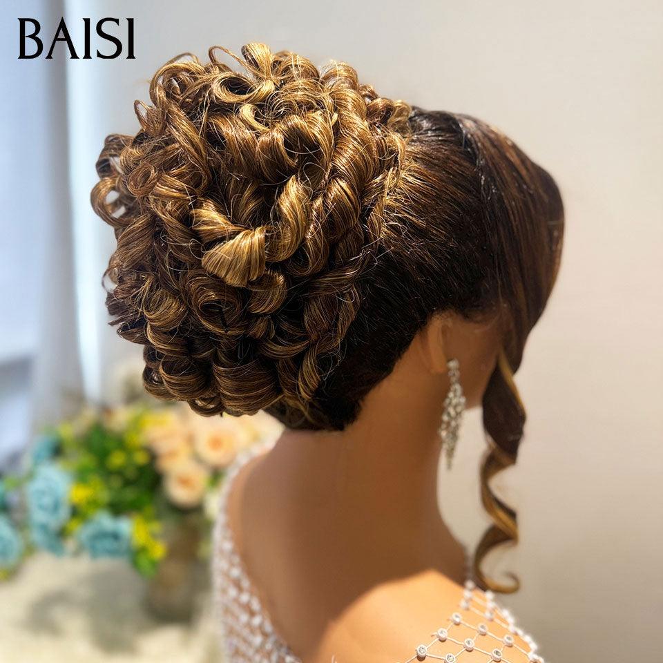 BAISI Coiffure de luxe Josephine Perruques Mariage Prête à porter chignon et personalisation comme sur la vidéo 100% identique avec lace frontale pour mariage ou événement spécial en couleur 1BT27# VIP100