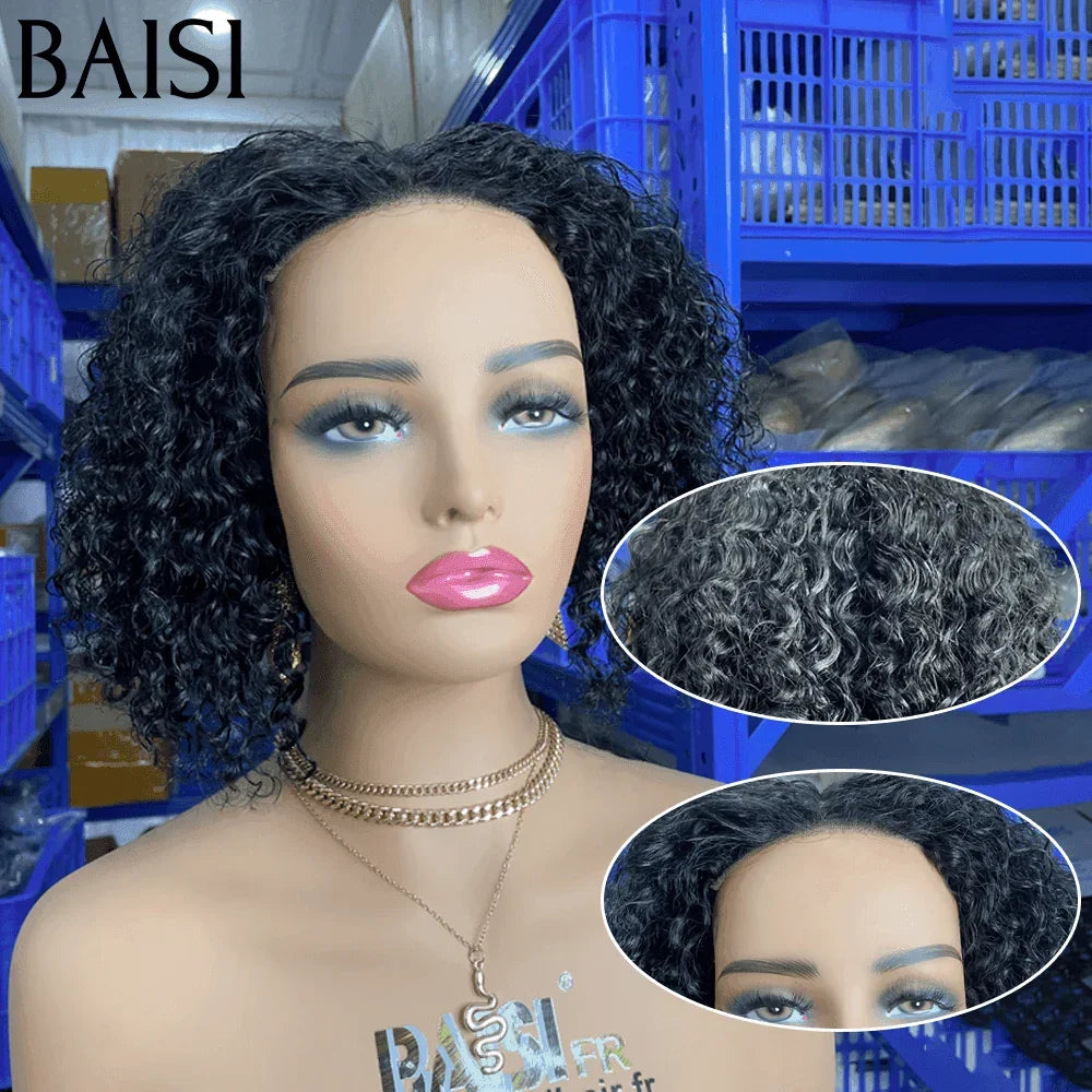 BAISI 4x4 Bob Curly Wave Wig 8 polegadas € 69 em renda preta sem cola já cortada fácil de usar em cabelo 100% humano