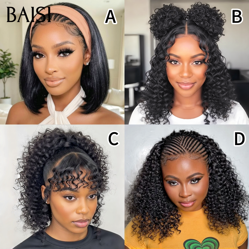 BAISI 13x4 Lace Frontal PROMO 4 Perruques ABCD Chaque Modèle Son Style Différent Look Tous les Jours  en 100%  Cheveux Humains