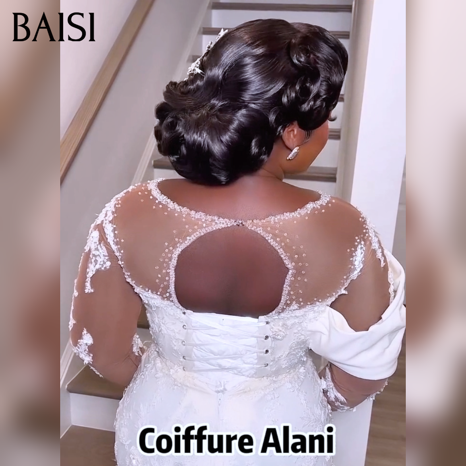 BAISI Coiffure de luxe Alani Perruques Mariage noir Prête à porter chignon et personalisation comme sur la vidéo 100% identique avec lace frontale événement spécial