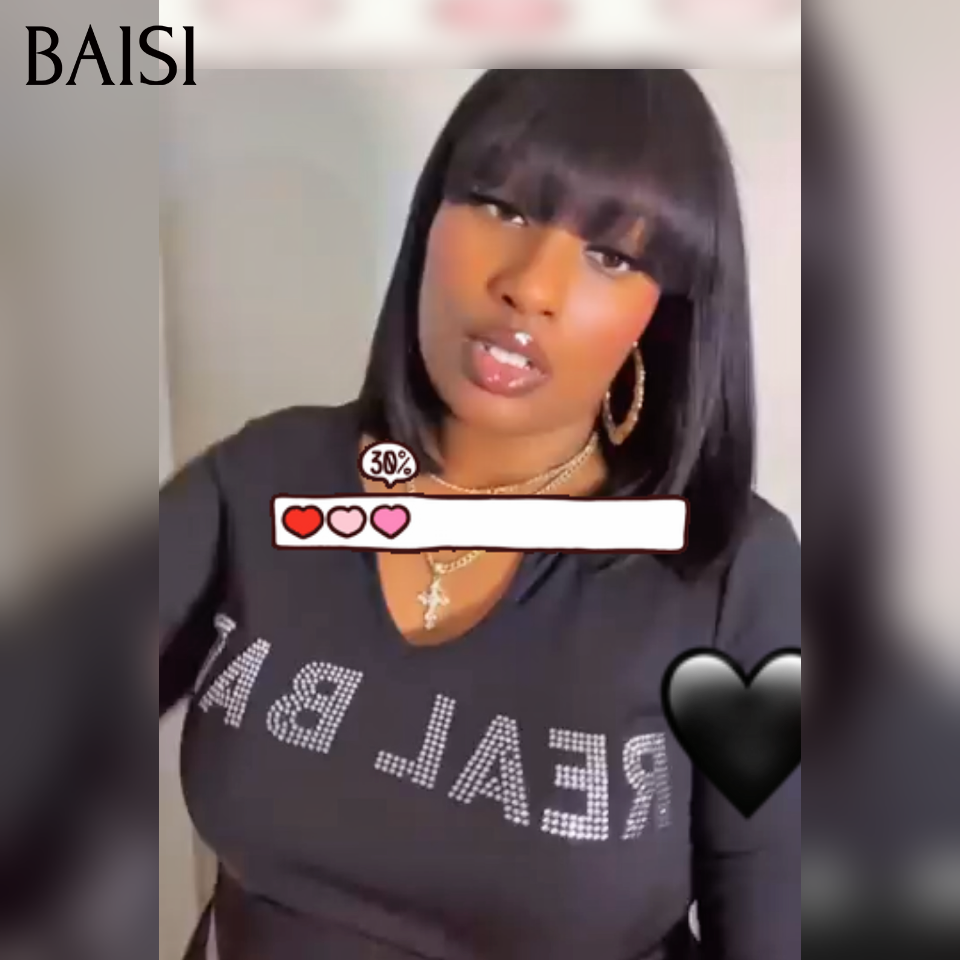BAISI perruque SDD BONE STRAIGHT Lisse BOB avec Frange de luxe 100% Vietnam Hair en 100% vrais cheveux humains