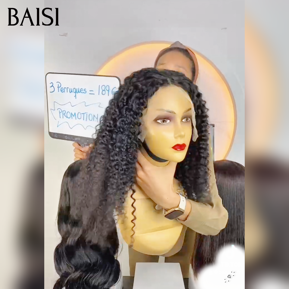 Vente flash 3 perruques 189€ 13x4 lace frontale body wave 20 pouces et 4x4 lace lisse 10 pouces et 4x4 lace curly wave 18 pouces en 100% Cheveux Humains for black women
