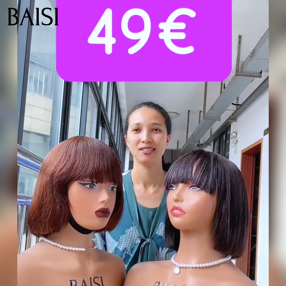BAISI 1 Liso sem cola Preto 49€ DE LUXO ou Peruca Pixie Lace Front 13x4 Metade do Preço, corte curto 75€ Em 100% Cabelo Humano MP50