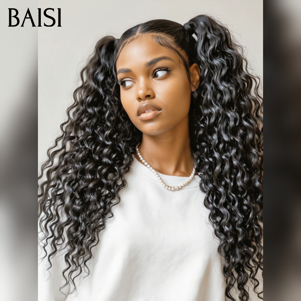 13x4 lace frontal Perruque Coiffeuse Professionelle en chignon bun deep wave  169€ en couleur NOIR 100% Cheveux Humains