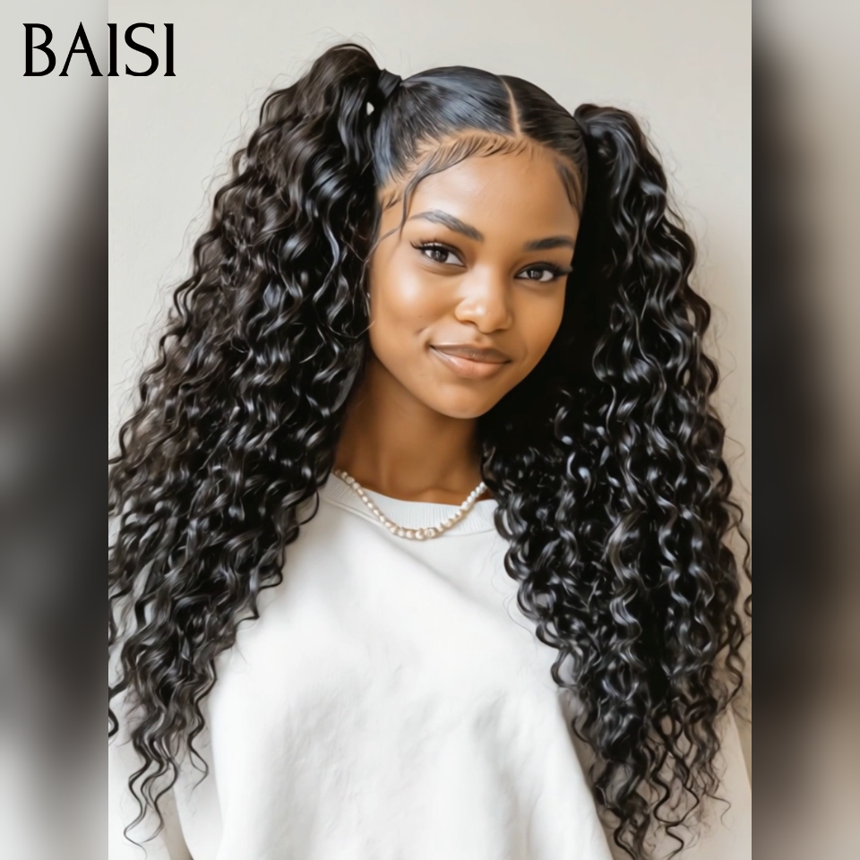 13x4 lace frontal Perruque Coiffeuse Professionelle en chignon bun deep wave  169€ en couleur NOIR 100% Cheveux Humains