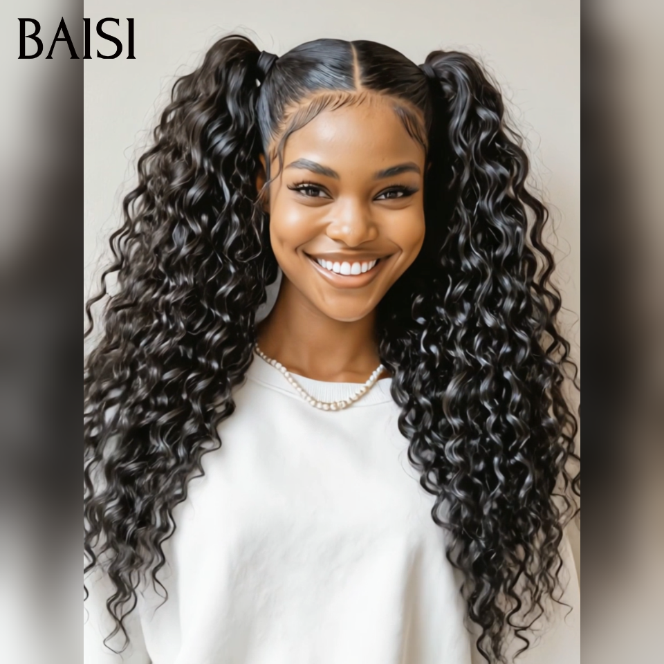 13x4 lace frontal Perruque Coiffeuse Professionelle en chignon bun deep wave  169€ en couleur NOIR 100% Cheveux Humains