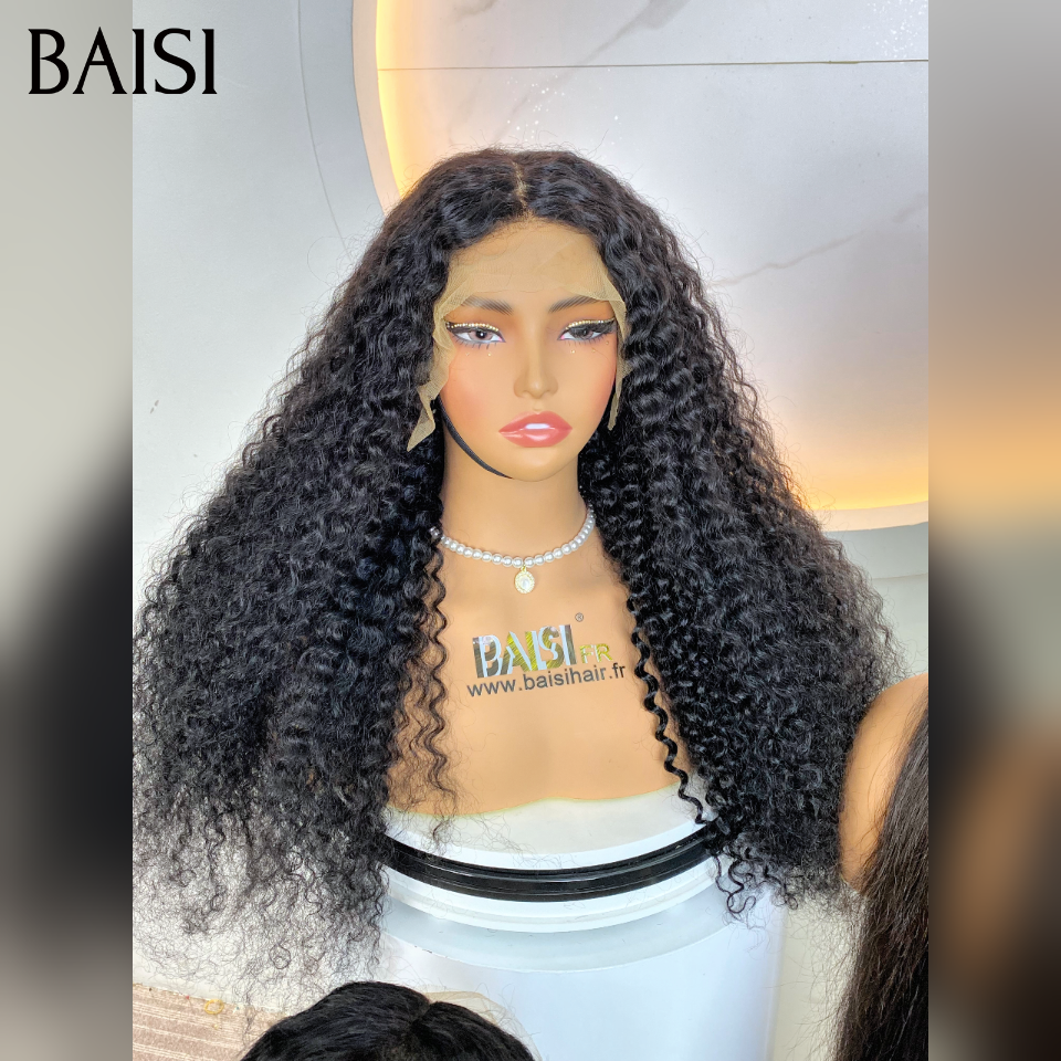 BAISI Stock Limité 2 perruques  200€ 13x4 frontale human hair Perruque curly wave 22 Pouces et lisse 22 Pouces naturel en 100% Cheveux Humains