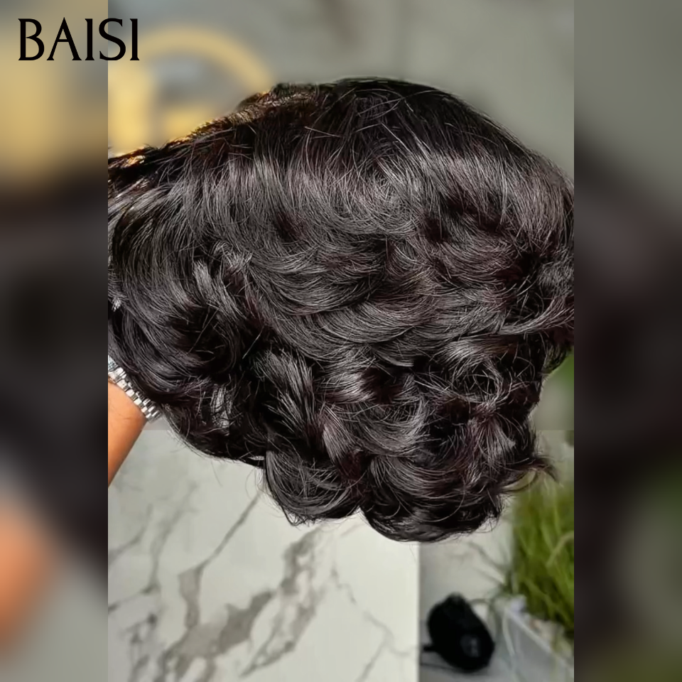 4x4 lace closure Perruque egg wave 10 pouces 88€ Coupe identique NOIR en 100% vrais cheveux humains