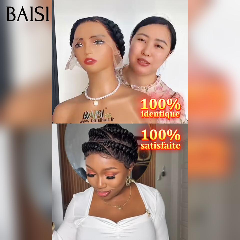 Perruque 100% identique coiffée Chignon de nattes lisse 10 pouce 199€  NOIR en 100% Cheveux Humains