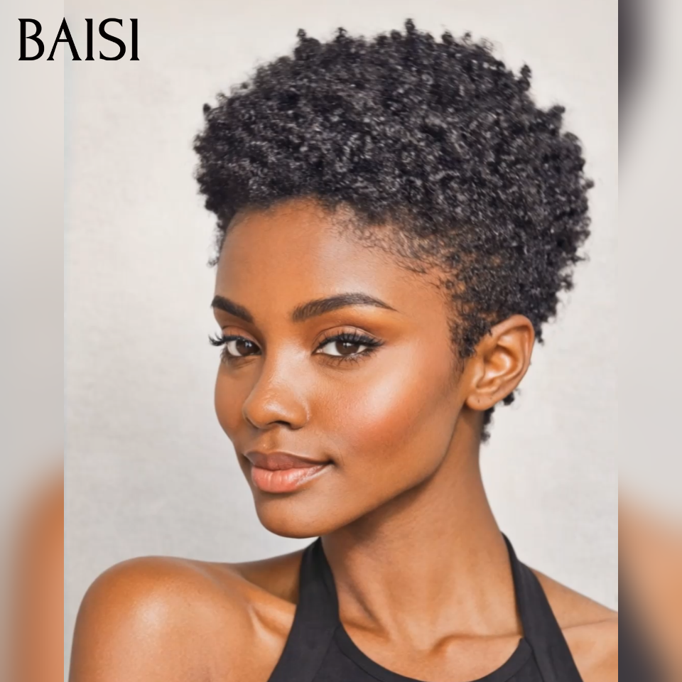 BAISI  Moitié Prix Sans lace afro OFFRE FLASH 39€ 100% Cheveux Humains Fabriqué à la Machine MP50