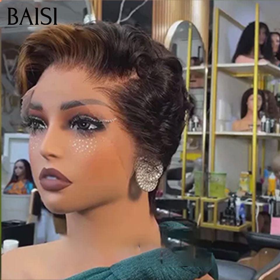 BAISI 3 perruques au choix 99€ ajouter dans le panier un par un au prix d'usine fournisseur coiffure Personnalisée boucle sans colle ou 13X4 lace 9 différentes types de perruques pixie vente en gros pour revendre  (Pas Besoin de Code)