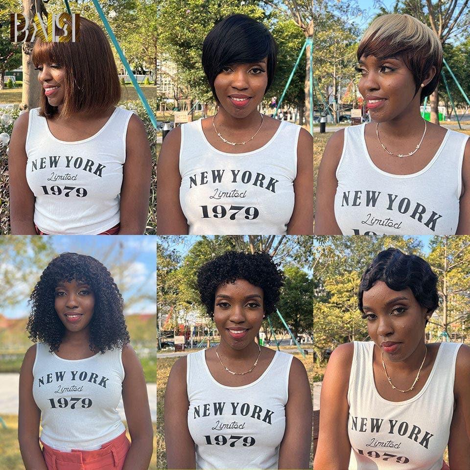 BAISI Set of 3 wigs 229€ and 6 Affordable Wigs 275 Euro In 100% Human Hair B code: FR20
