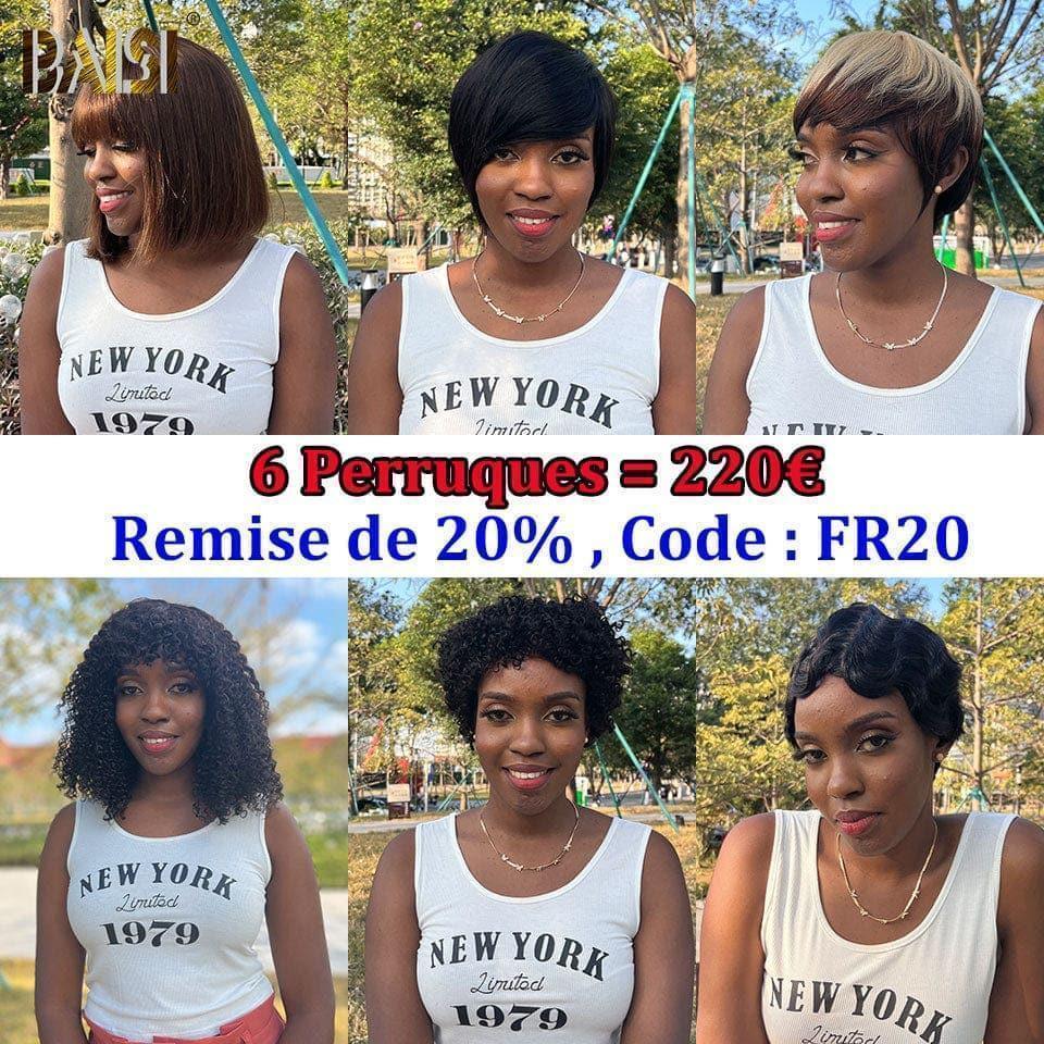 BAISI Set of 3 wigs 229€ and 6 Affordable Wigs 275 Euro In 100% Human Hair B code: FR20