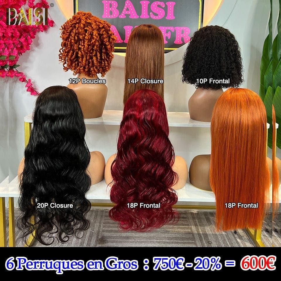 BAISI lace closure egg wave 12 Pouces 76€ ou 6 Perruques en FRANCE 600€ PRIX en promo en 100% vrais cheveux humains, Code: FR20