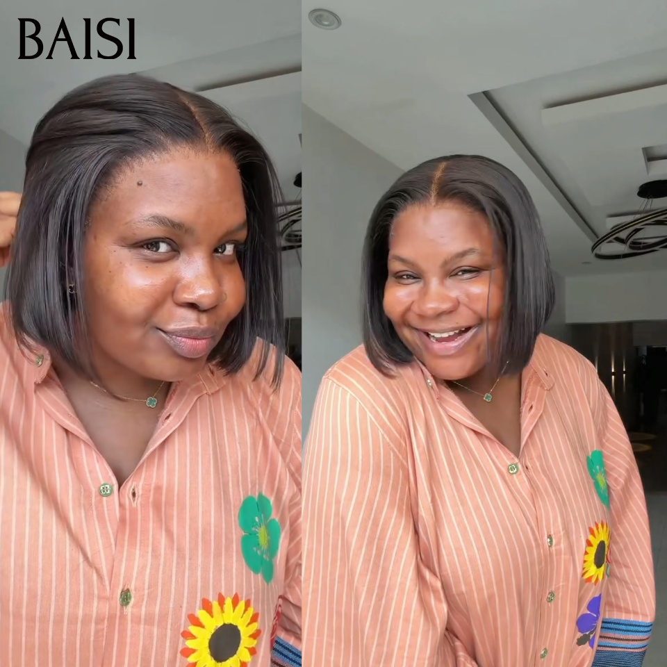 BAISI perruque SDD BONE STRAIGHT  Lisse 8 pouces 75€ BOB noir de luxe 2x6 lace closure 100% Cheveux Humains