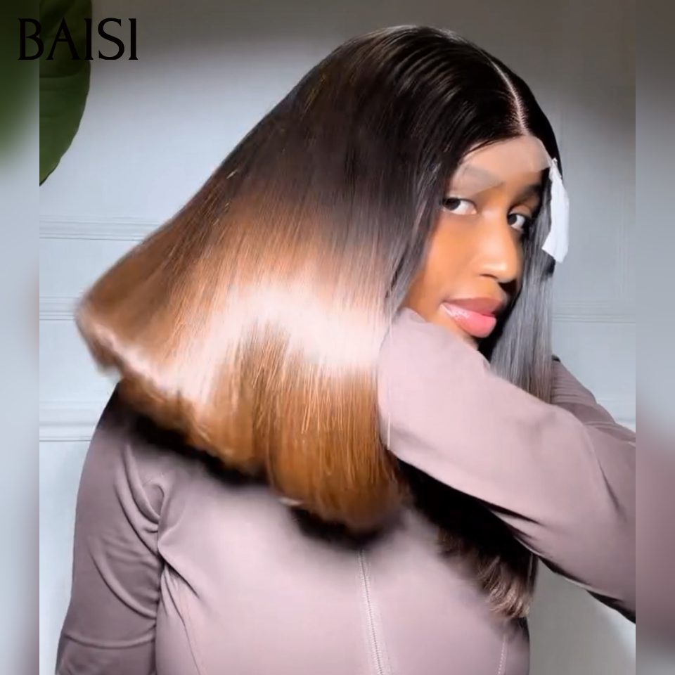 BAISI 2X6 Perruque Vietnam Hair Lisse SDD BONE en couleur  Marron 1BT4# MOITIE PRIX en 100% Cheveux Humains