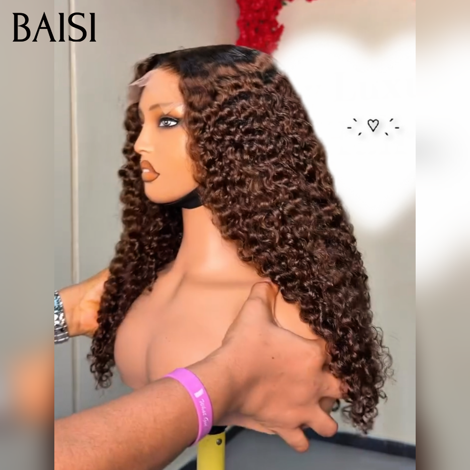 BAISI Confezione all'ingrosso 2 parrucche bob 120 euro 2x4 lace lisce con frangia 8Pollici colore Marrone e NERO 100% Capelli Umani