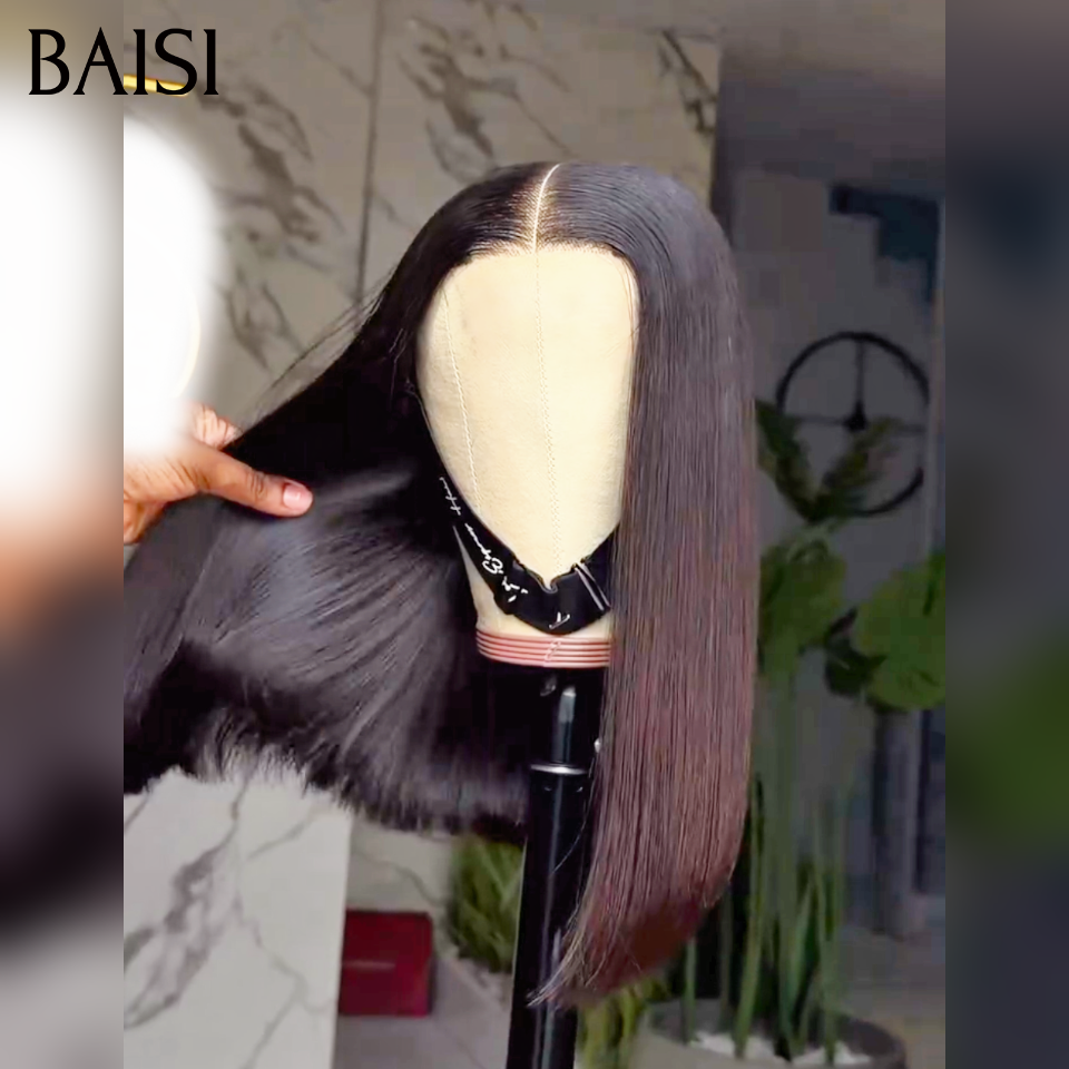 BAISI Confezione all'ingrosso 2 parrucche bob 120 euro 2x4 lace lisce con frangia 8Pollici colore Marrone e NERO 100% Capelli Umani