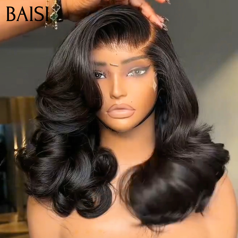 BAISI promotion perruque 125€ 14 Pouces volume de 250% Bouclé noir en 100% Cheveux Humains