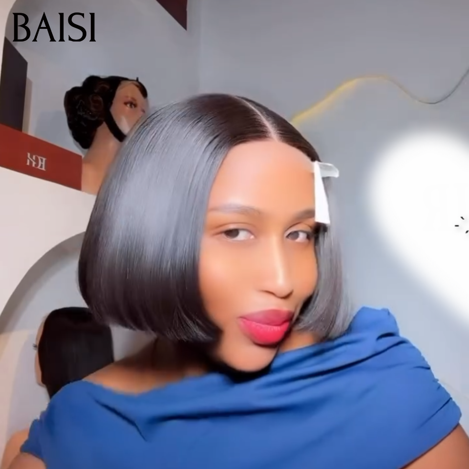 BAISI 300% densité 100% Vietnam Hair 2X6 Perruque Bob Lisse Vietnam Hair 8 pouce SDD 79€ En noir mélangé bordeaux 99j 8 Pouces 89 € Perruque de luxe  en 100% Cheveux Humains