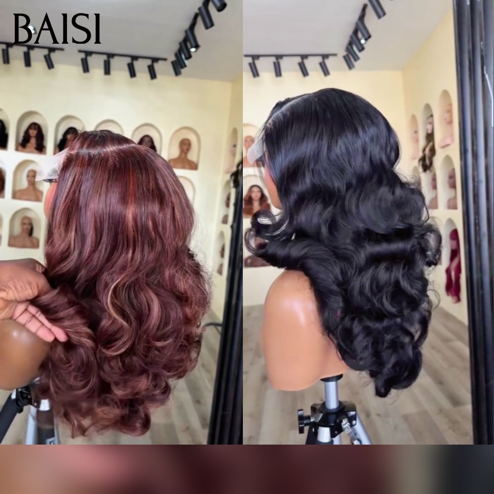 BAISI 2 perruques body wave 208€ 13X4 lace frontale 20 Pouces 1 noir+1 4# marron en 100% vrais cheveux humains
