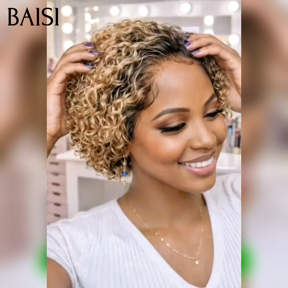 BAISI Peruca pixie 6 polegadas com lace frontal 13*4 Preto 50€ ou Mel 58€ ou Bordeaux 55€ 100% cabelo humano 100% idêntico à foto