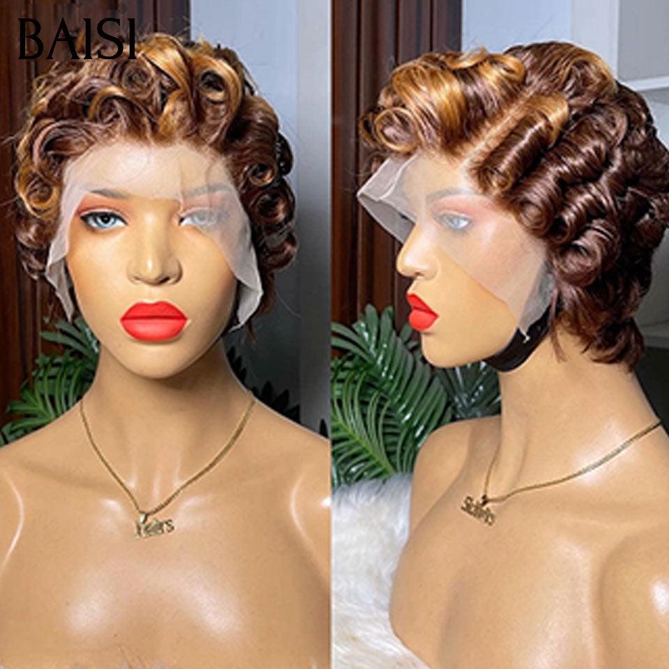 BAISI 3 perruques au choix 99€ ajouter dans le panier un par un au prix d'usine fournisseur coiffure Personnalisée boucle sans colle ou 13X4 lace 9 différentes types de perruques pixie vente en gros pour revendre  (Pas Besoin de Code)
