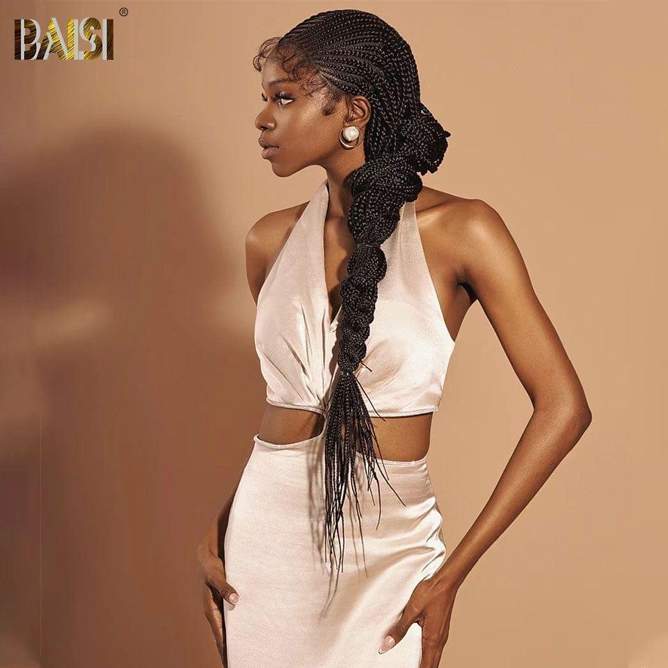 BAISI Perruque aux cheveux synthétiques avec petite natte bien tracées full lace et baby hair 100% identique à la vidéo styles JJW 45