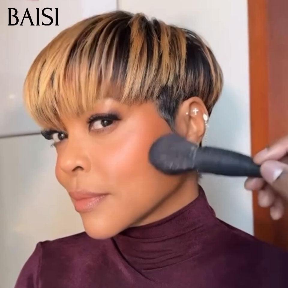 BAISI 3 perruques au choix 89€ ajouter dans le panier un par un au prix d'usine fournisseur coiffure Personnalisée boucle sans colle 10 différentes types de perruques pixie vente en gros pour revendre  (Pas Besoin de Code)