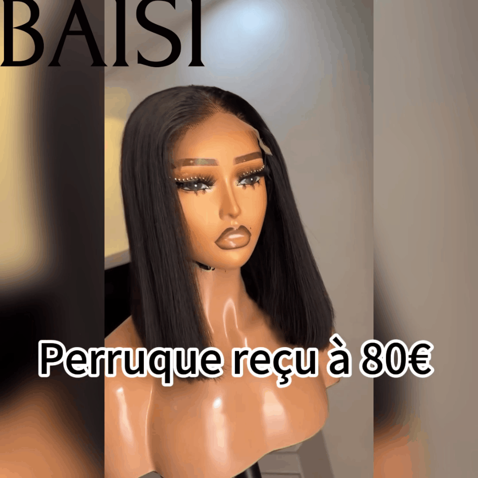 BAISI Grande Promo 4X4 closure Bob Perruque Naturelle Lisse 8 Pouces 69€ En 100% Cheveux Humains