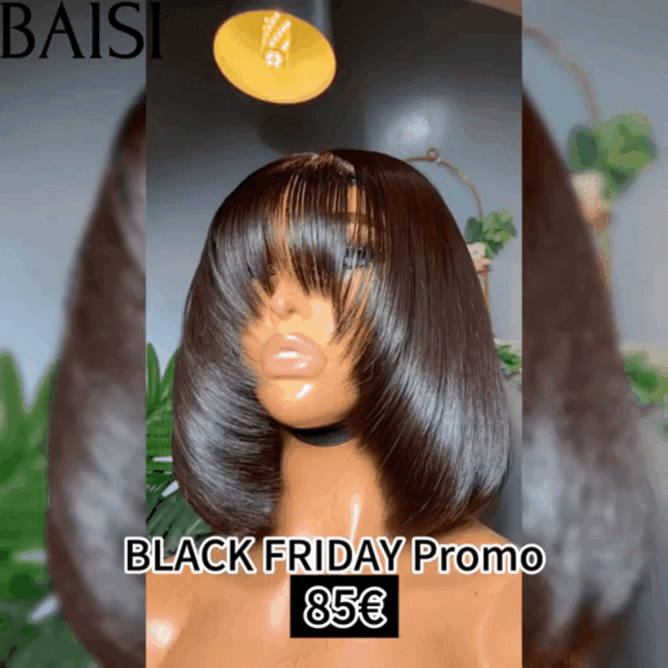 BAISI 15A SDD BONE STRAIGHT bob Parrucche di lusso Bob dritto senza pizzo con frangia A1 Realizzato con capelli doppiamente tirati
