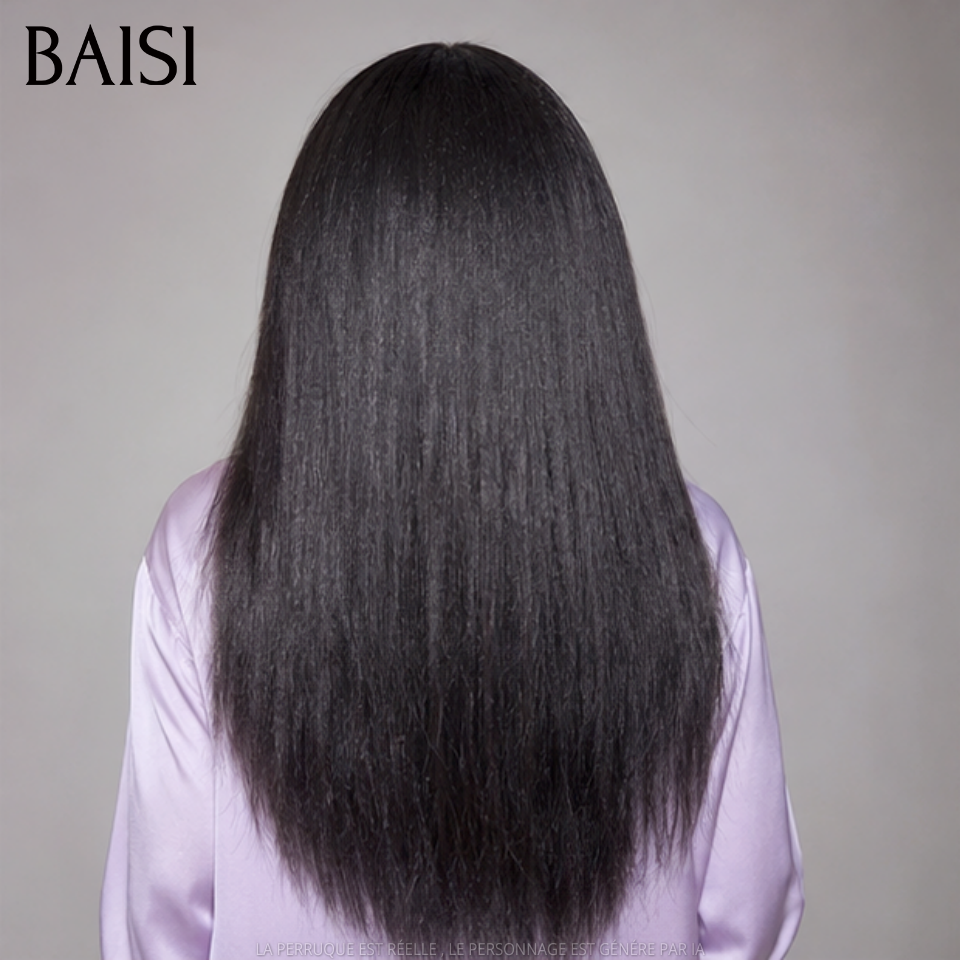 BAISI 360 Lace Perruque Kinky Straight 360 Lace invisible et réglable Avec Cordon Pas Besoin de Colle Lace Deja Couper Différents Styles Au Quotidien en 100% Cheveux Huùains