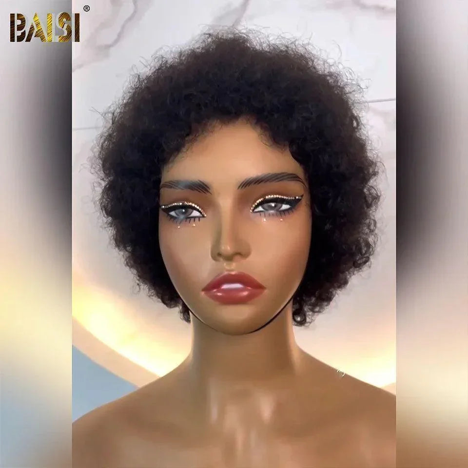 BAISI MARIA Pixie Afro Wig No Glue No Lace 100% Human Hair