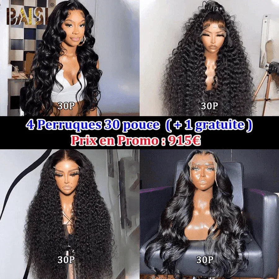 BAISI 13X4 lace frontal deep wave 1 Perruques 28 pouce + 1 Peigne Electrique gratuite = 199€ ou  HAIR FR Frontal Perruque Vente En Gros Réduction Supplémentaire Pour Le Prix D'usine 4 Perruques 30 pouces  915€ CODE: VIP100