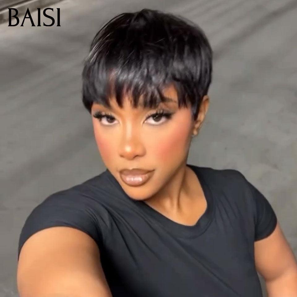 BAISI Top Modèle Petite Coupe 55€ la Noir ou Rose en 100% Cheveux humains Fabriqué à la Machine