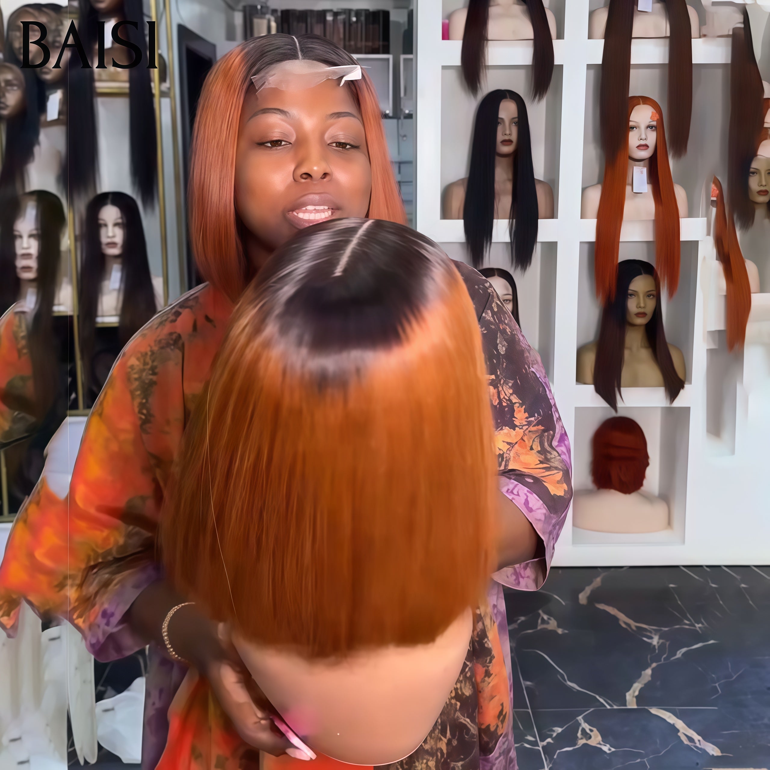 BAISI Lot de 2 perruques PROMOTION 100€ 13X4 lace frontal 8 Pouces lisse bob Couleurs personnalisées en 100% vrais cheveux humains