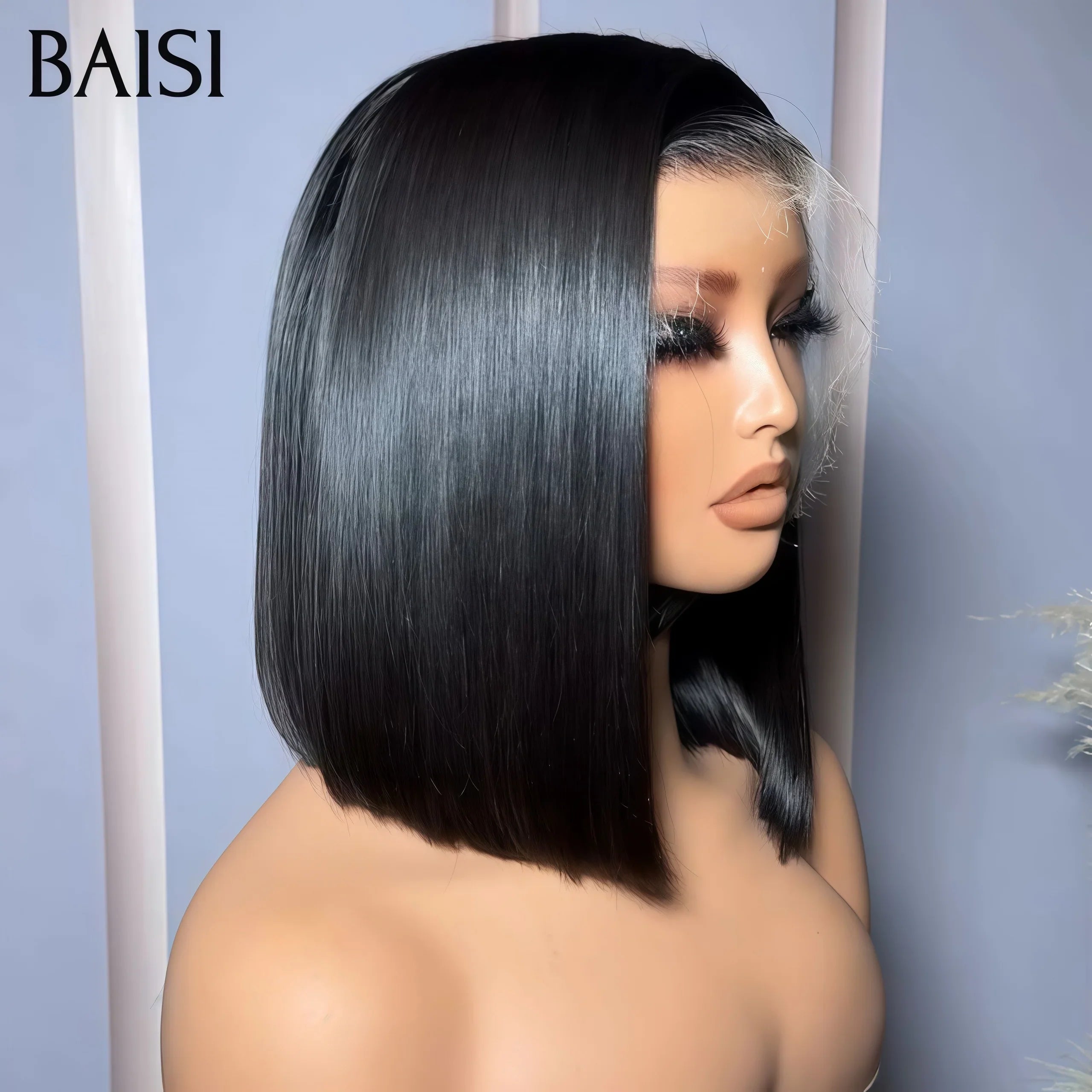 BAISI Achetez 2 perruques minimum  au prix d'usine fournisseur en France TVA 0€ 48H arrivé Perruques 13X4 Lisse Bob 66 € 10 Pouces en 100% vrais cheveux humains