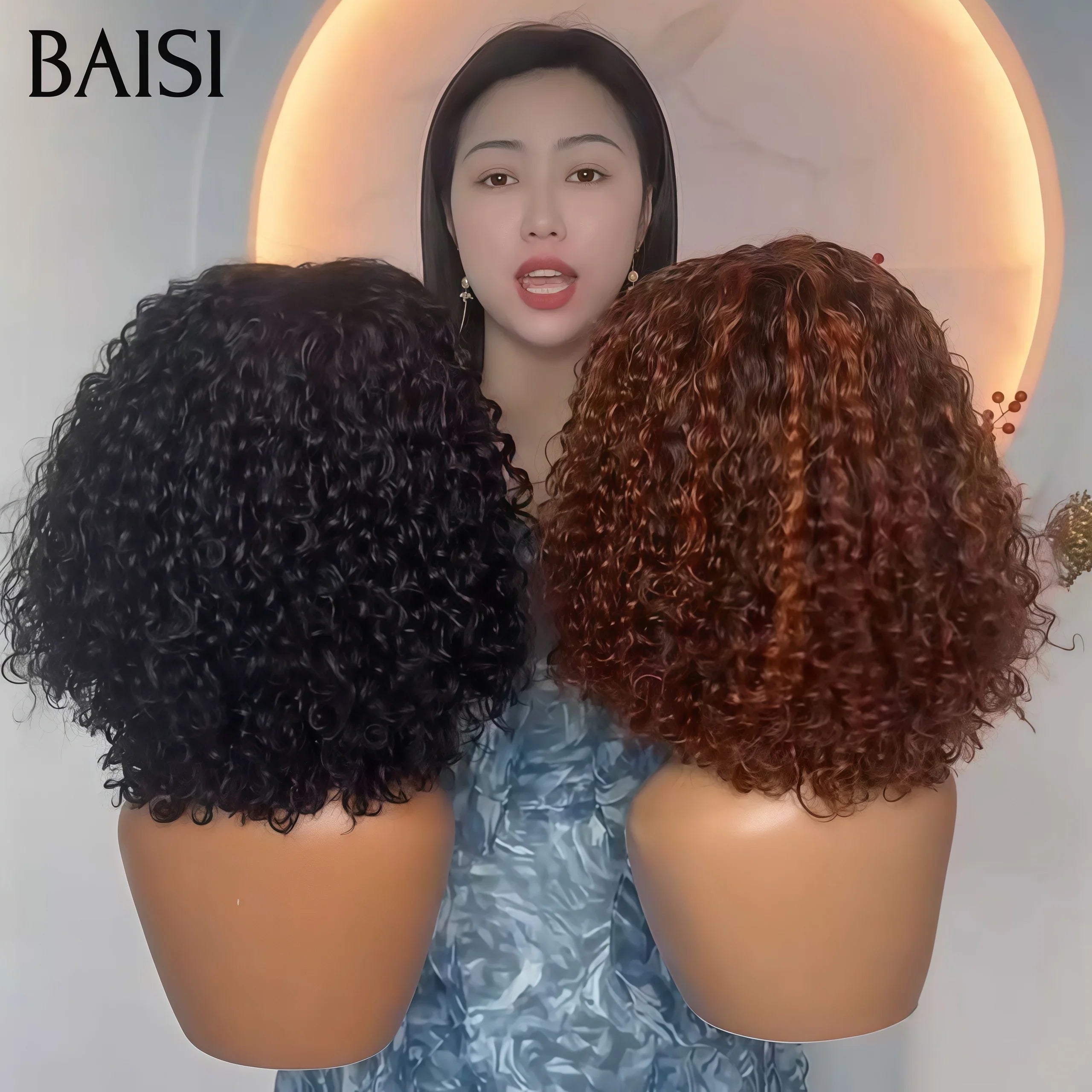 BAISI Achetez 1 + 1 Gratuite = 156€ 4x4 lace water wave 2 couleur ou 6 Perruques Soldes 496€ en 100% vrais cheveux humains