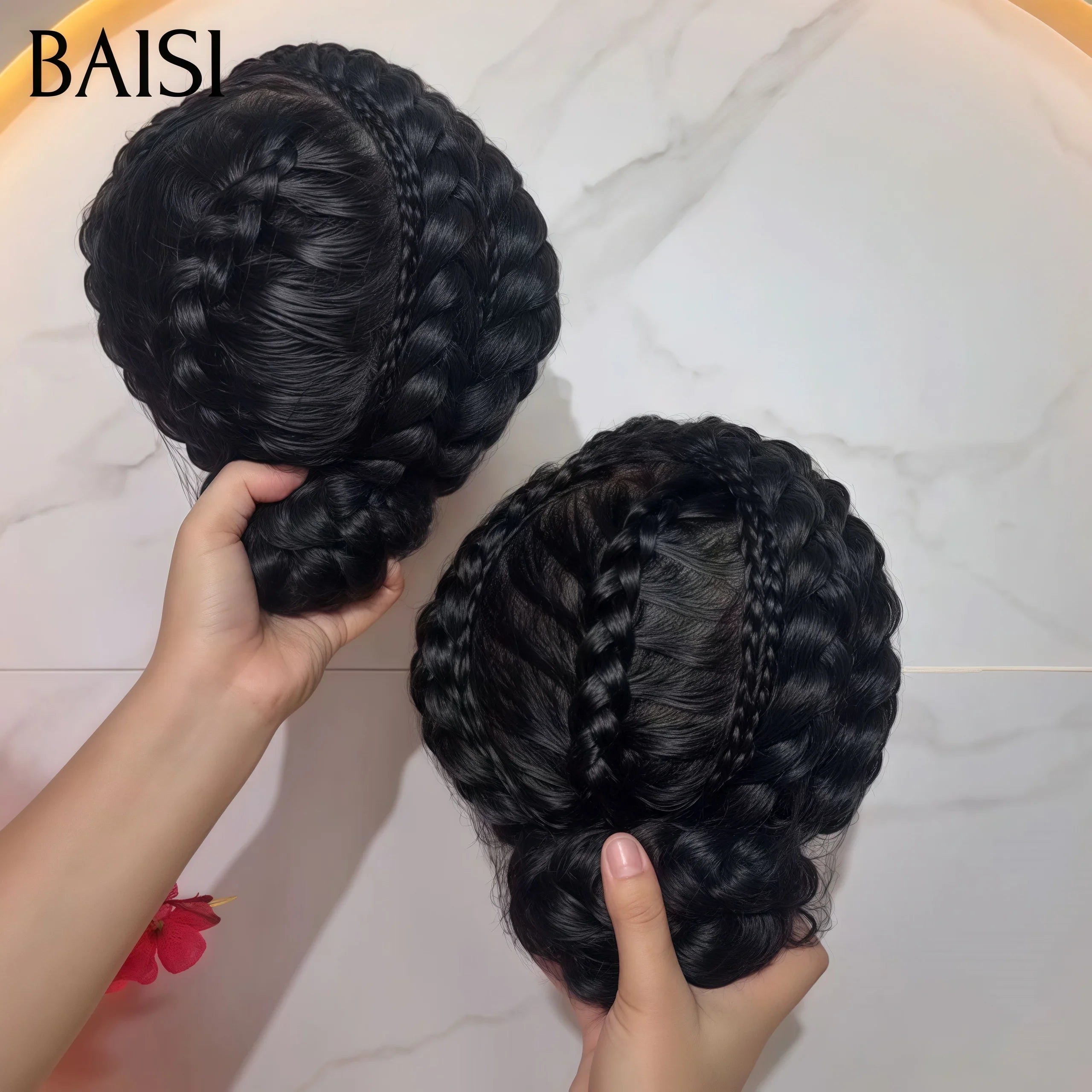 BAISI Perruque Full Lace 129€ 100% Cheveux Naturels perruque Petite natte Coiffure Chignion 100% Comme la video 100% cheveux humains FR20