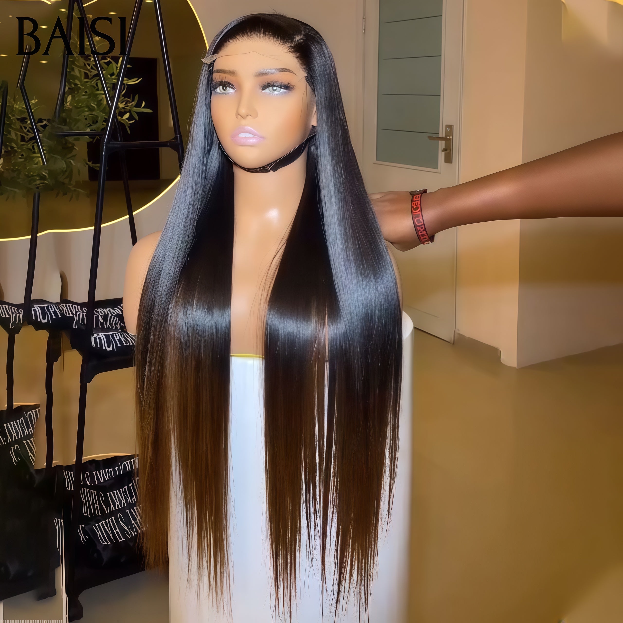 BAISI Offre spéciale 4X4 lace Closure Perruques pour revendre Lisse Marron 20 pouces 120€en 100% vrais cheveux humains