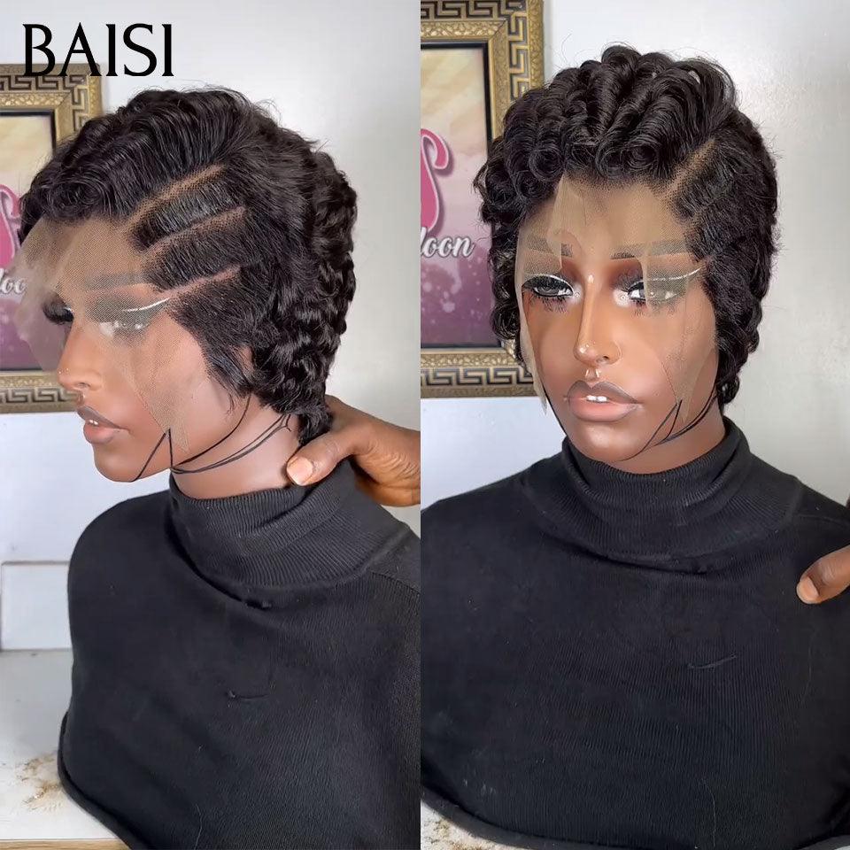 BAISI Pixie Finger Wave Perücke kleiner Schnitt 13x4 Lace Frontal 6 Zoll 79 € In 100 % Echthaar BAISI20