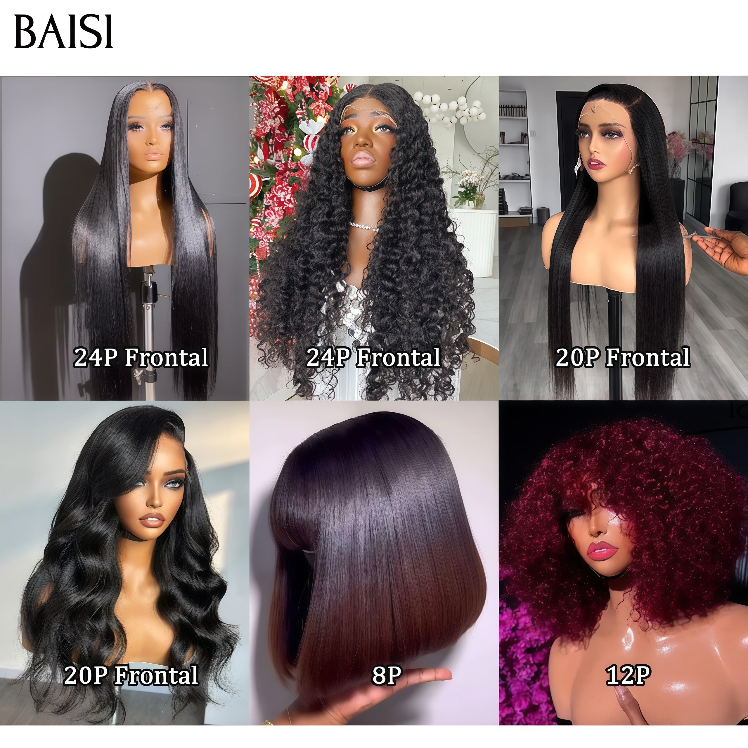 BAISI 6 perruques 469€ à  moitié prix en France 6 styles de perruques différents en 100% cheveux humains