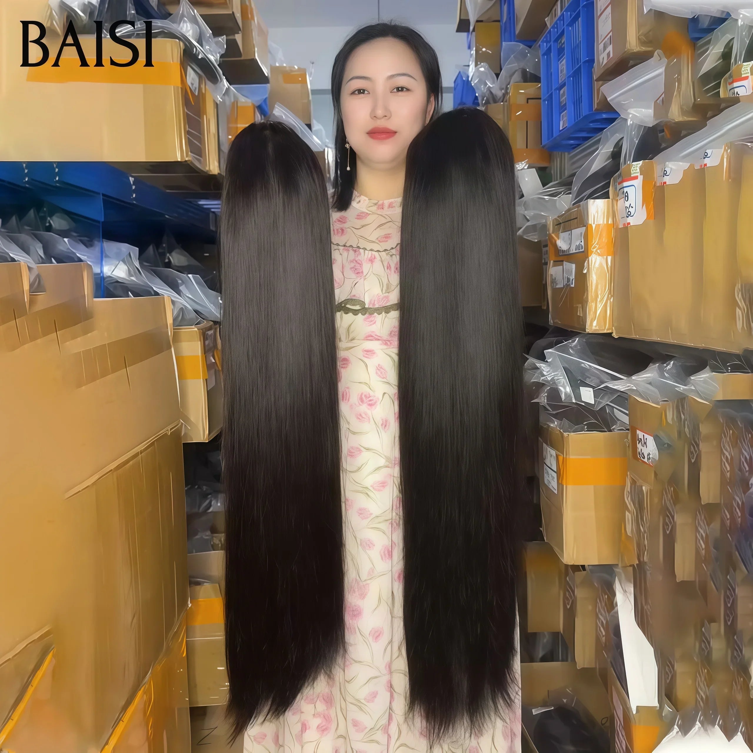 BAISI Achetez 1 + 1 Gratuite = 269€ 13X4 lace lisse 24 pouces ou 1 Acheté + 1 Gratuits = 249€ en 100% vrais cheveux humains