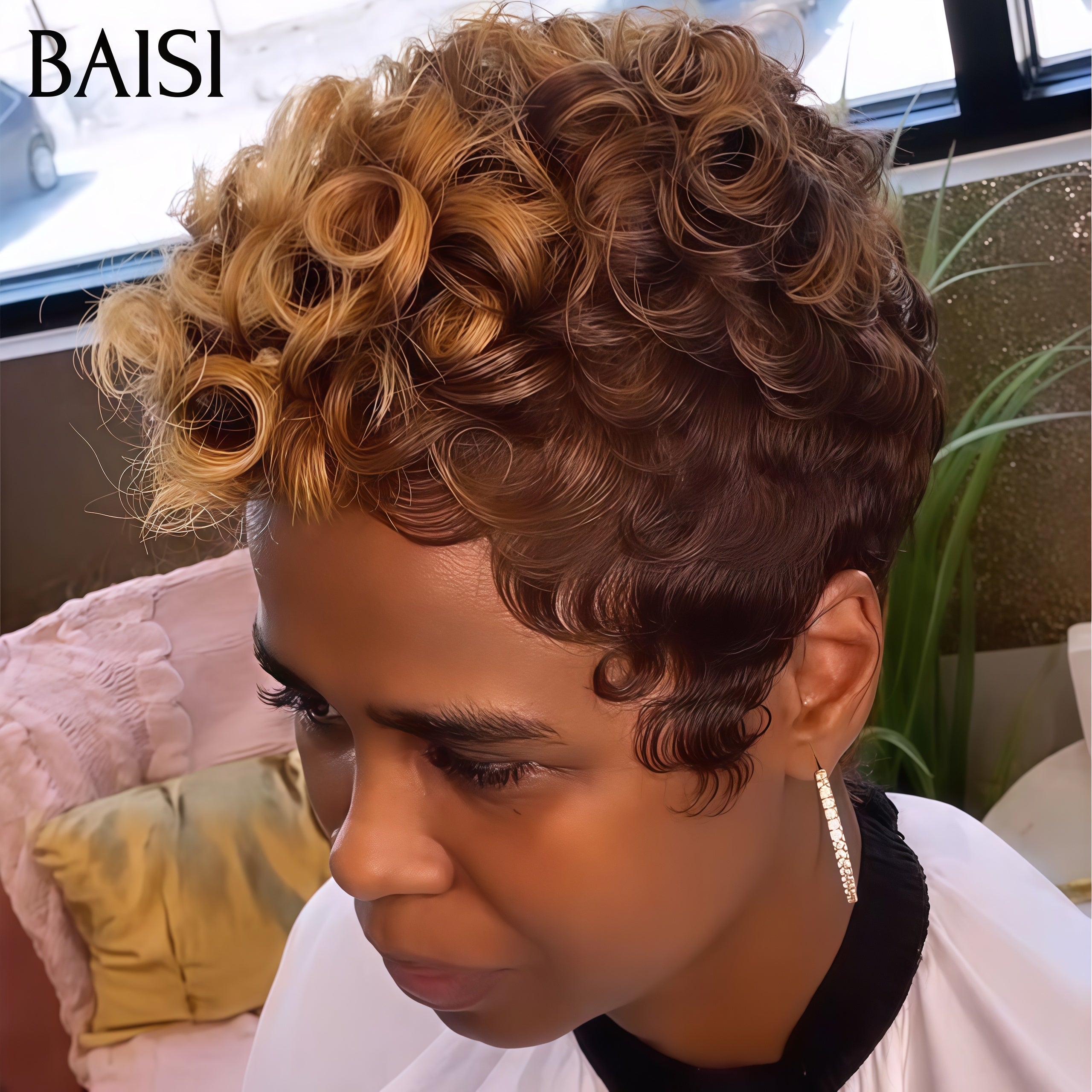 BAISI 13X4 lace Pixie wave Wig In Color 99J# €65 in 100% Human Hair BAISI20