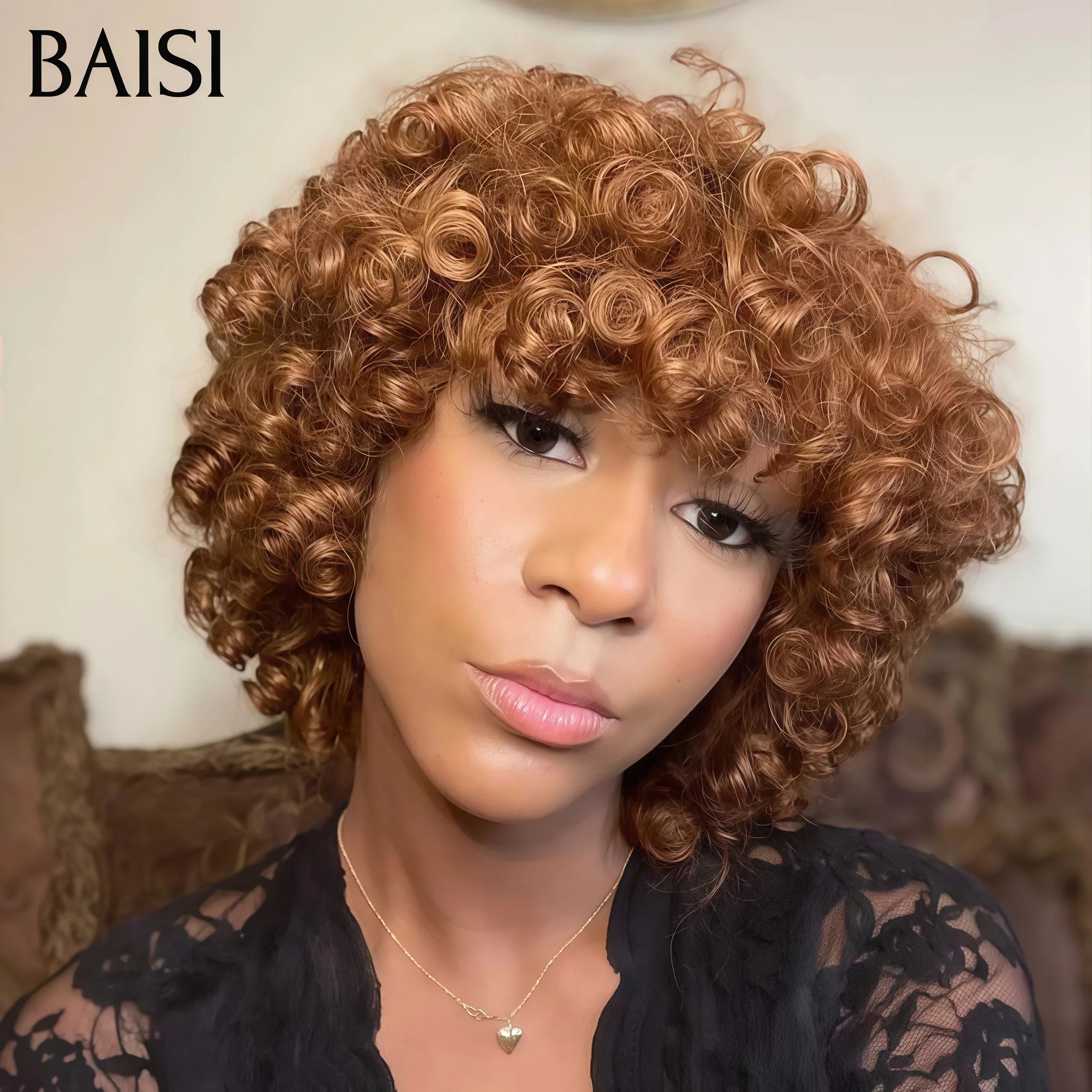 BAISI Achetez 2 perruques minimum au prix d'usine fournisseur Perruque Bouclée Egg Wave en couleur Miel ou Orange en 100% Cheveux Humains (Pas Besoin de Code)