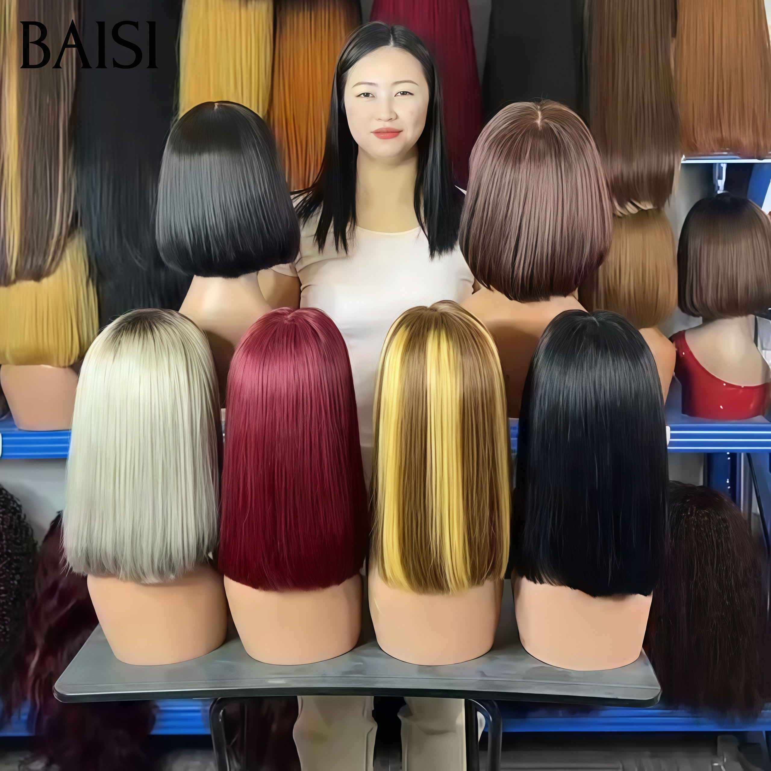 BAISI Grand PROMO BLACK FRIDAY BAS Prix aujourd'hui 6 perruques 300€ 13x4 lace frontal Lisse ou lisse avec frange 8 pouces 6 couleurs en 100% Cheveux Humains