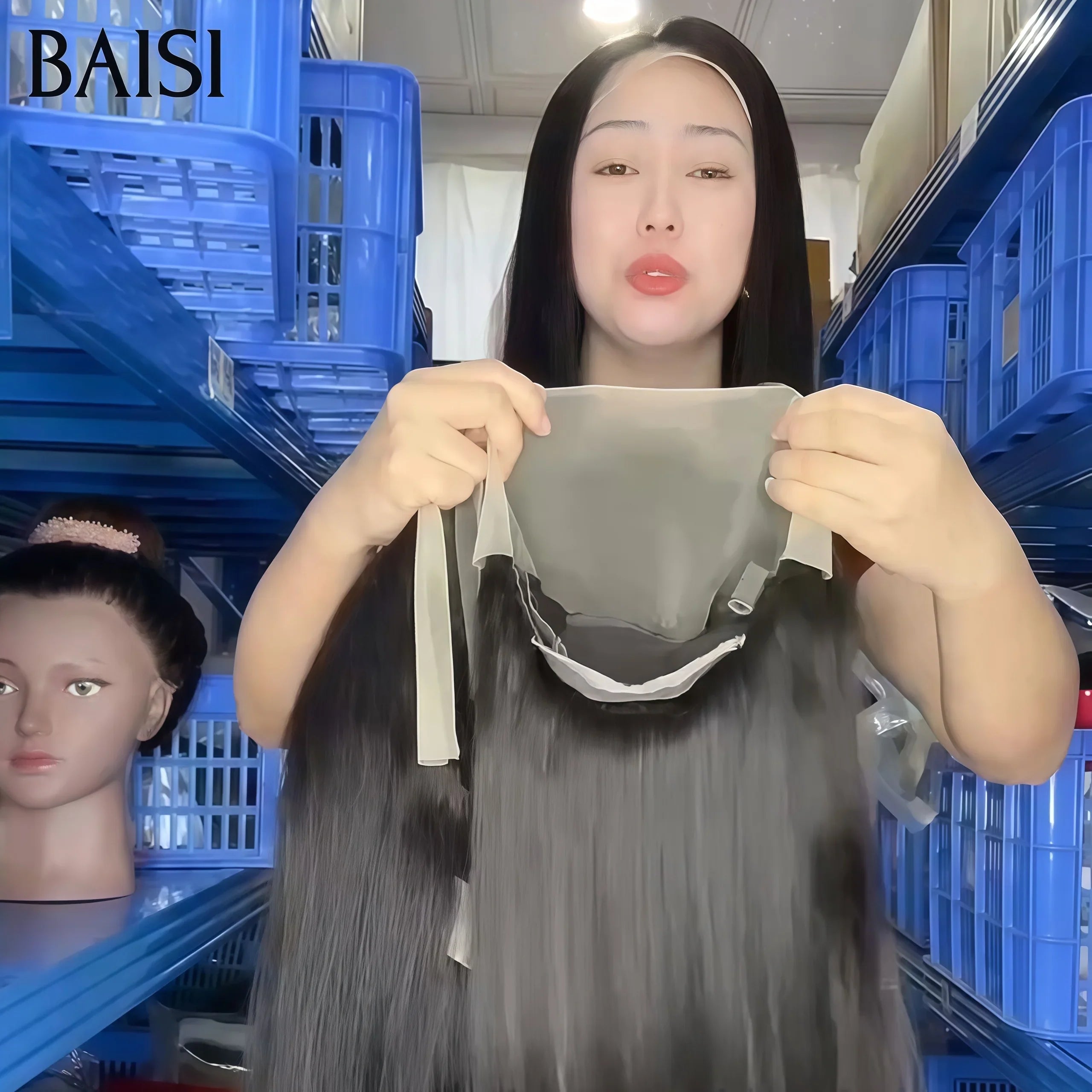 BAISI 13X4 lace Perruques pour revendre 130€ Lisse 24 pouces couleur NOIR en 100% vrais cheveux humains BS65