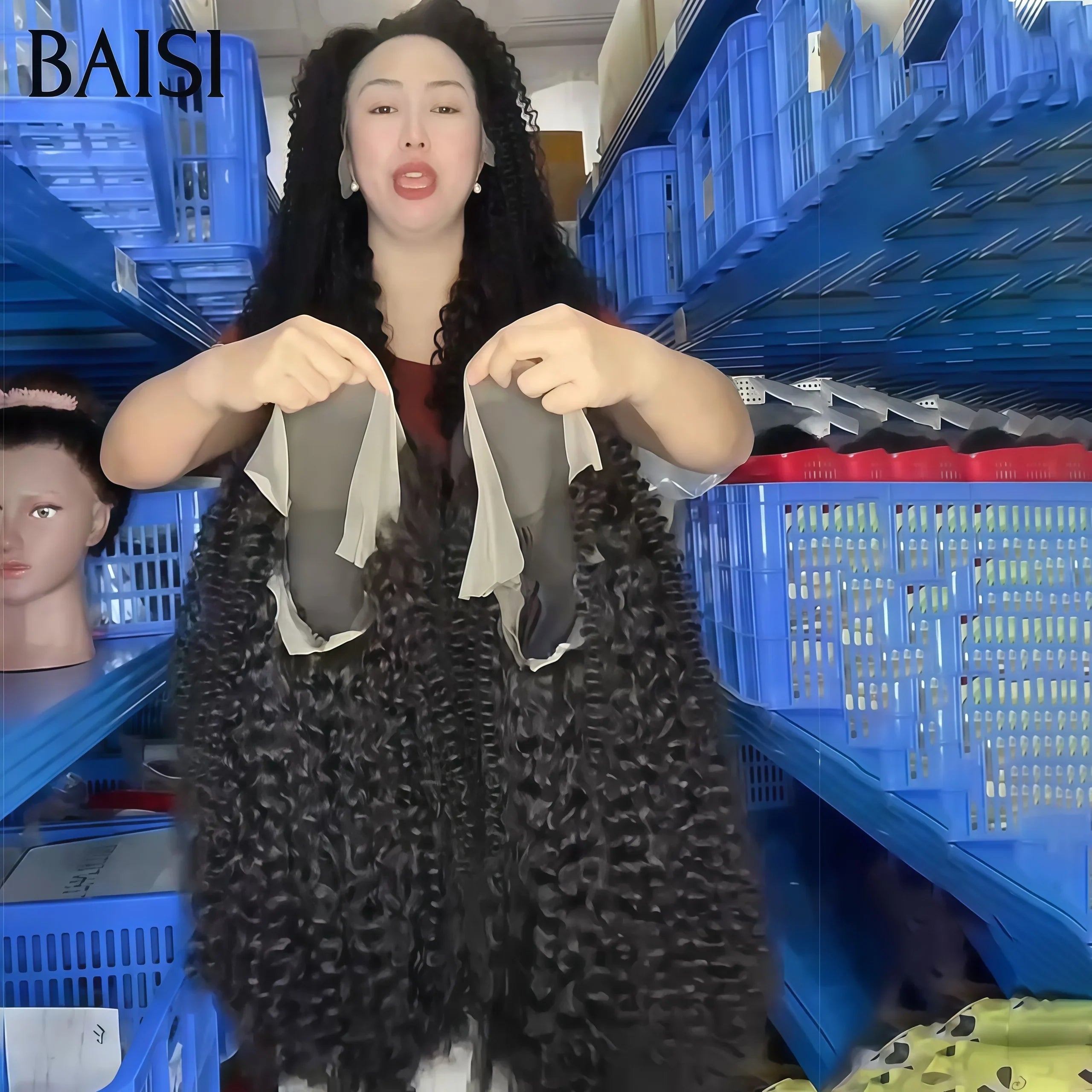 BAISI 13X4 lace Perruques pour revendre 129€ curly wave 24 pouces couleur NOIR en 100% vrais cheveux humains BS60