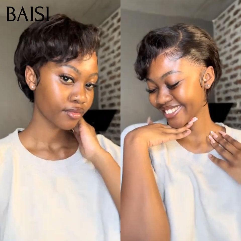 BAISI 13x4 lace frontal curly wave Bordeaux 59€ ou Prix en Gros 65€ Perruque Pixie Afro Curl 13x4 en 100% cheveux humains F-905 ou  pixie finger wave 69€ MP50